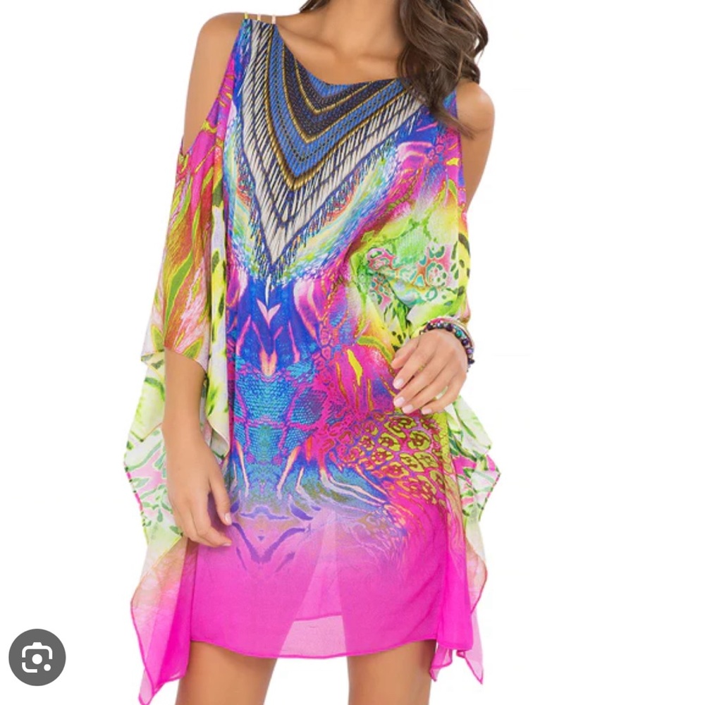 NWT Luli Fama Clandestina Cut Out Short Sleeve Caftan Sz One Size